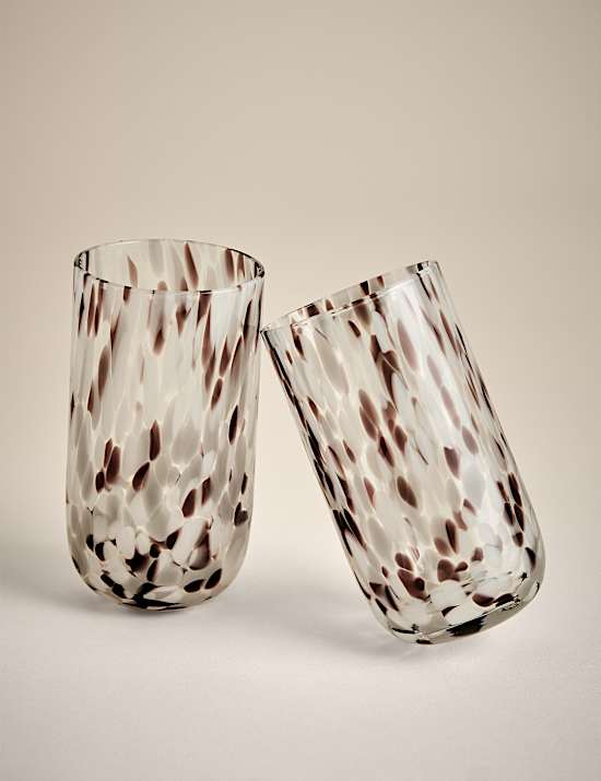 Set of 2 Speckled Hi Ball Glasses