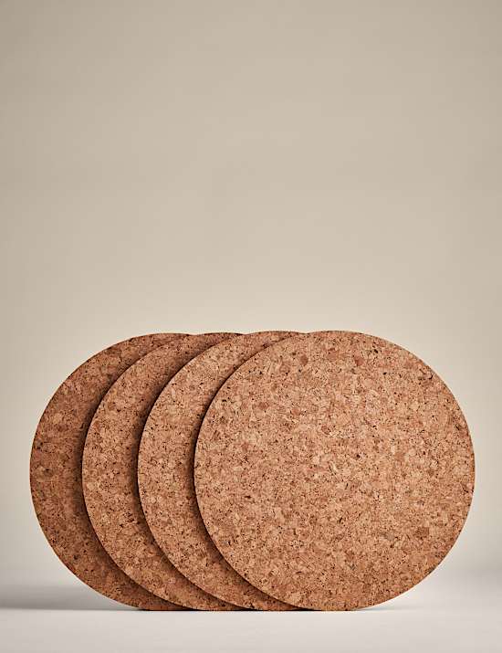 Set of 4 Round Cork Placemats