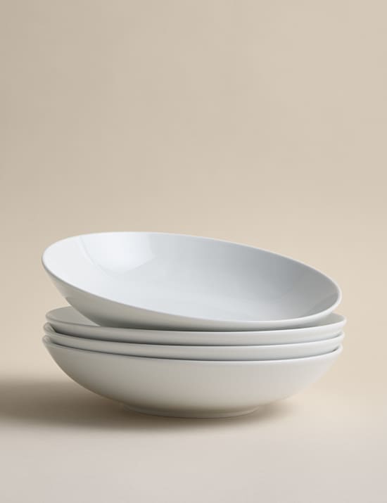 Set of 4 Burford Coupe Porcelain Pasta Bowls
