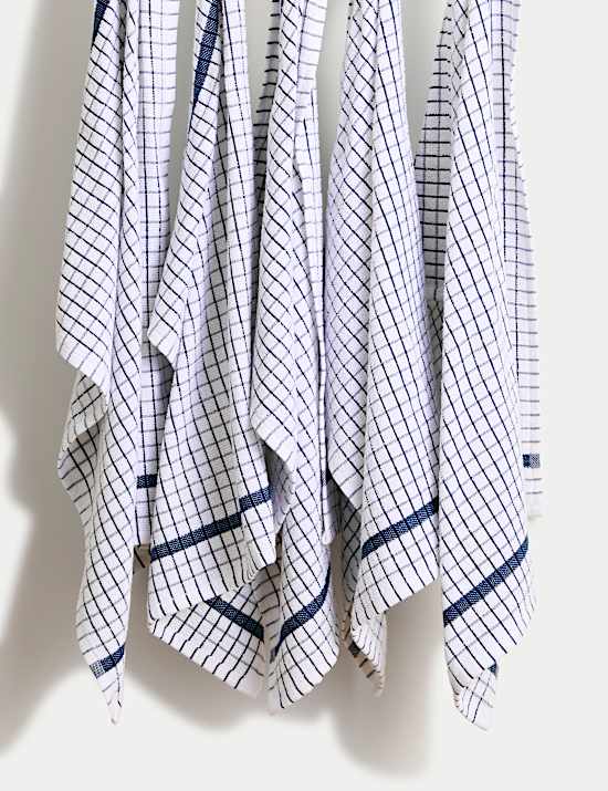 Set of 5 Checked Terry Tea Towels