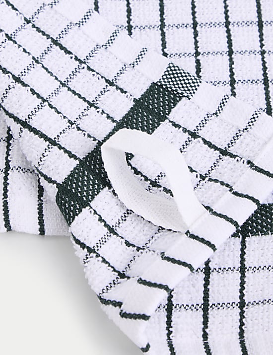 Set of 5 Checked Terry Tea Towels