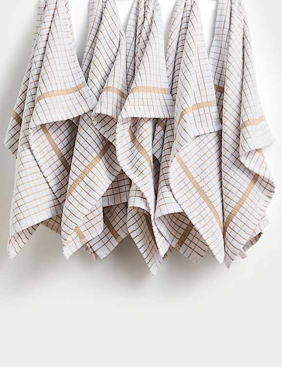 Set of 5 Checked Terry Tea Towels