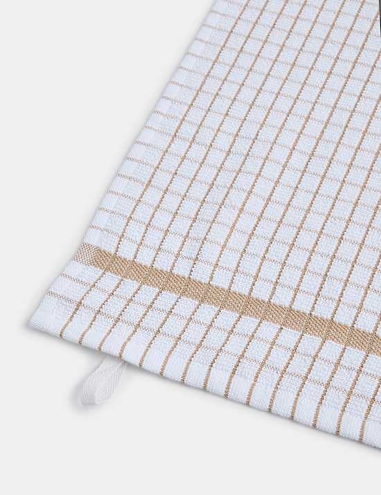 Set of 5 Checked Terry Tea Towels