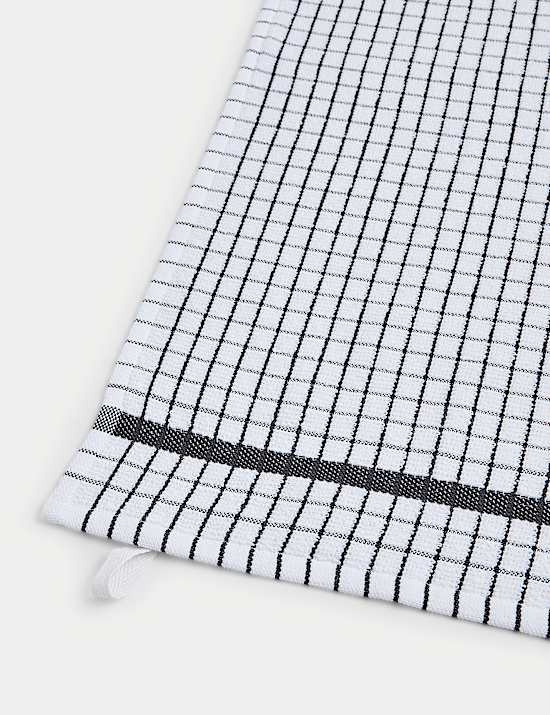 Set of 5 Checked Terry Tea Towels