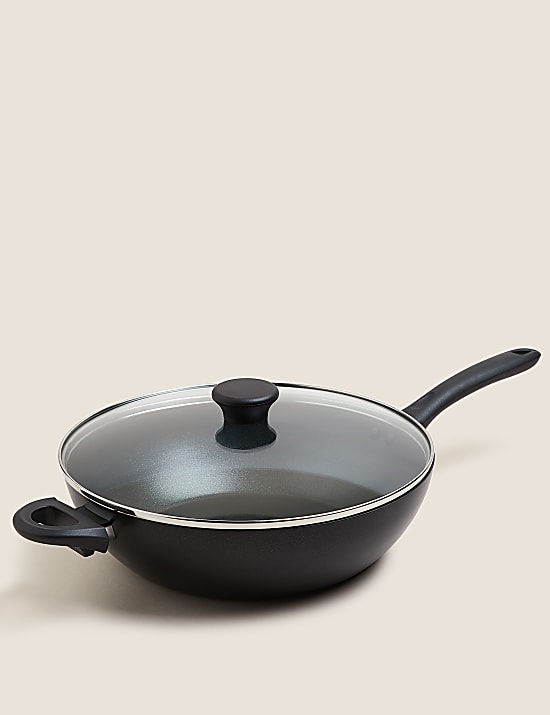 Grote aluminium wok met antiaanbaklaag, 30 cm