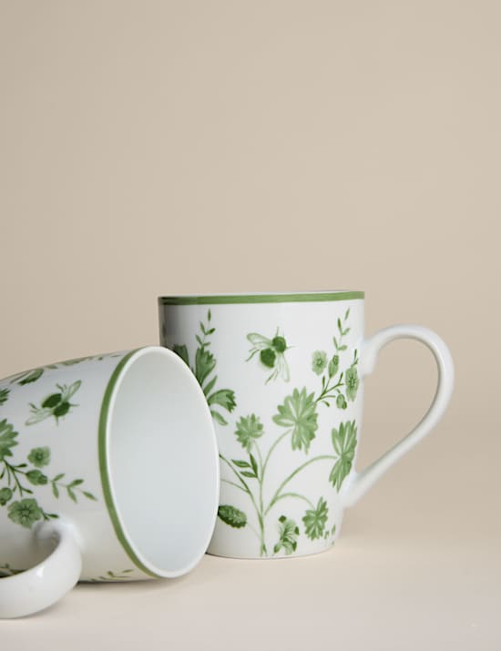 Set of 4 Floral Bee Mugs
