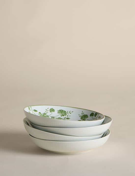 Lot de 4 assiettes à pâtes à motif floral à abeille