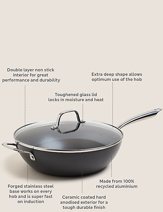 Hard Anodised 30cm Large Wok