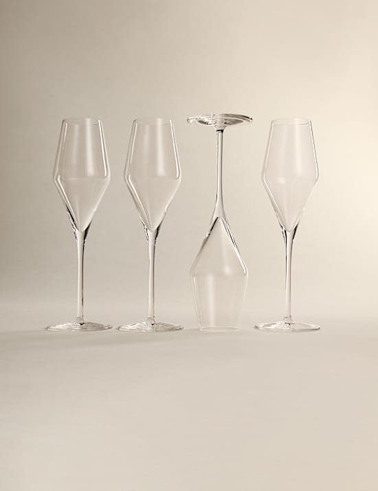 Set of 4 Crystal Dishwasher Safe Champagne Flutes
