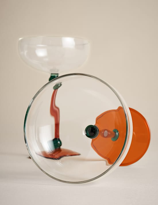 2er-Set Champagnergläser mit Kugelstiel in Kontrastfarben