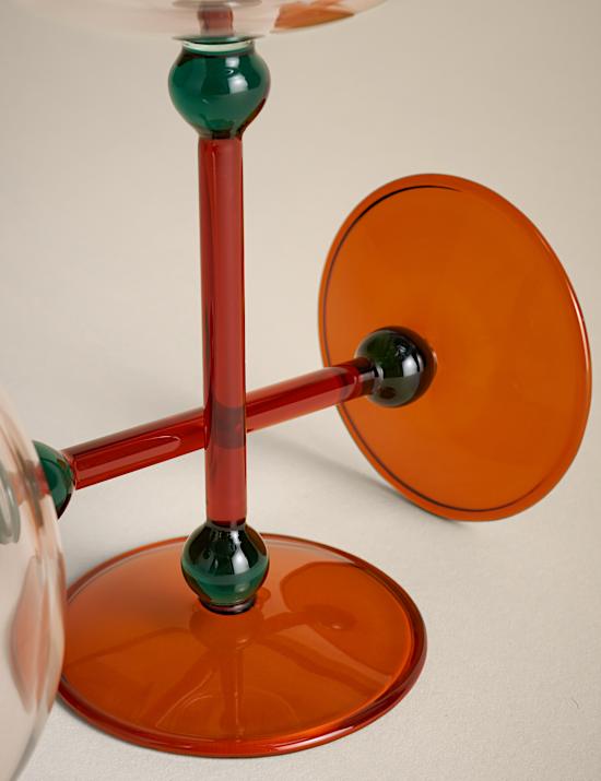 2er-Set Champagnergläser mit Kugelstiel in Kontrastfarben