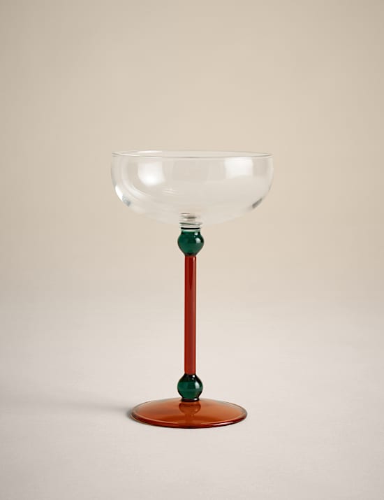 2er-Set Champagnergläser mit Kugelstiel in Kontrastfarben