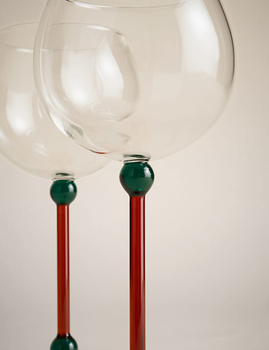 2er-Set Gin-Gläser mit Kugelstiel in Kontrastfarben