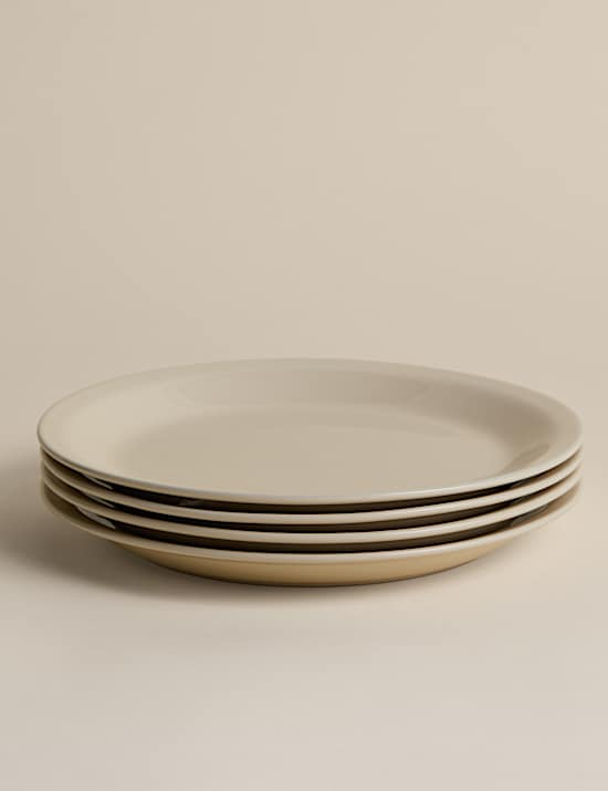 Lot de 4 grandes assiettes en gr&egrave;s Greenwich