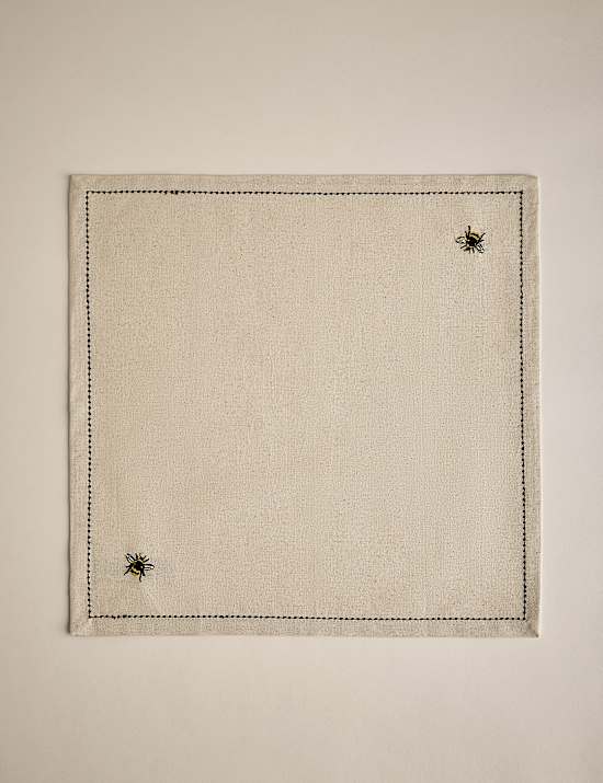 Βαμβακερές πετσέτες με κεντητό σχέδιο με μέλισσες, σετ των 4