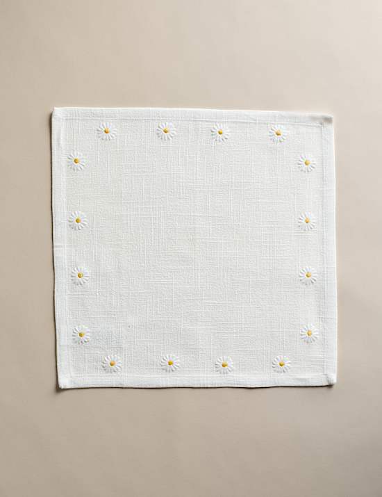 Set of 4 Pure Cotton Daisy Napkins