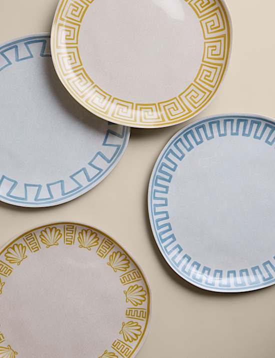Set of 4 Coastal Picnic Dinner Plates