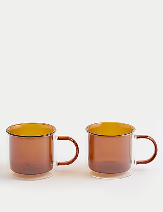 2er-Set doppelwandige Becher mit Kontrastdesign