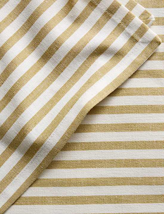 Lot de 4 serviettes de table en coton et lin &agrave; fines rayures