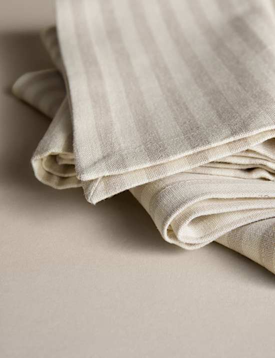 Set of 4 Cotton with Linen Thin Stripe Napkins