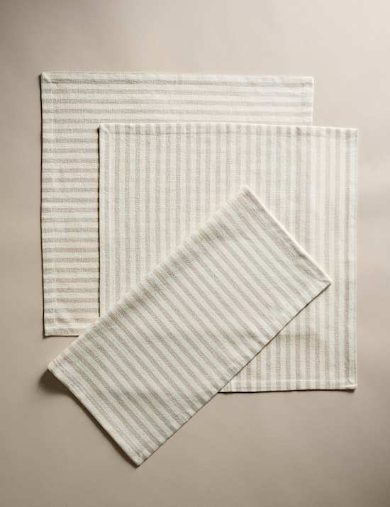 Set of 4 Cotton with Linen Thin Stripe Napkins