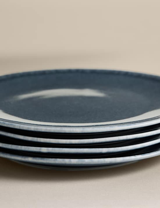 Lot de 4 petites assiettes Henley en gr&egrave;s