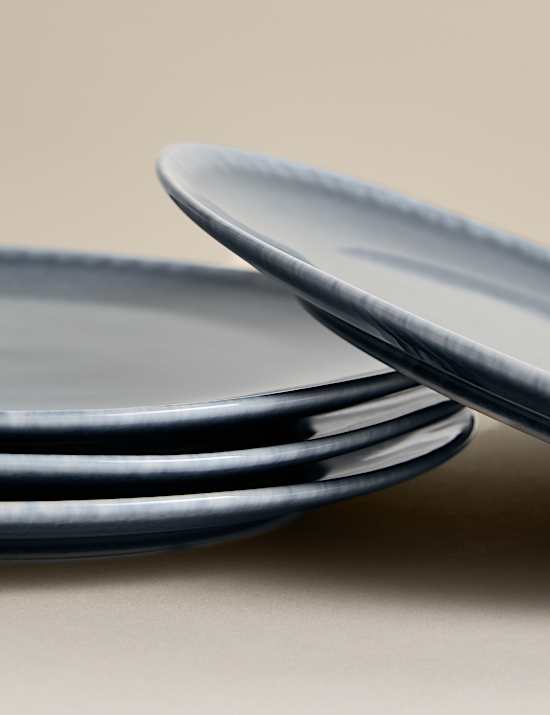 Lot de 4 petites assiettes Henley en gr&egrave;s
