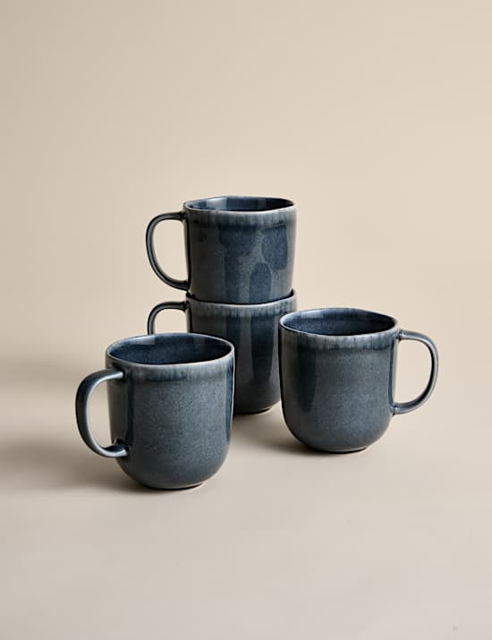 Lot de 4 mugs Henley en gr&egrave;s