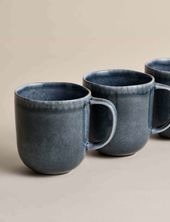 Lot de 4 mugs Henley en gr&egrave;s