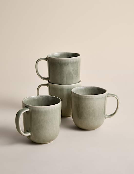 Lot de 4 mugs Henley en gr&egrave;s