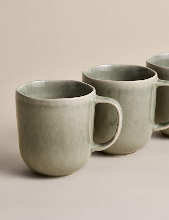 Lot de 4 mugs Henley en gr&egrave;s