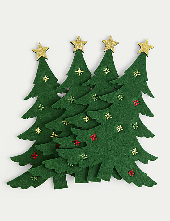 Set of 4 Christmas Tree Cutlery Holders