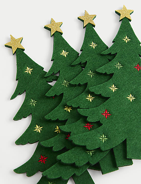 Set of 4 Christmas Tree Cutlery Holders