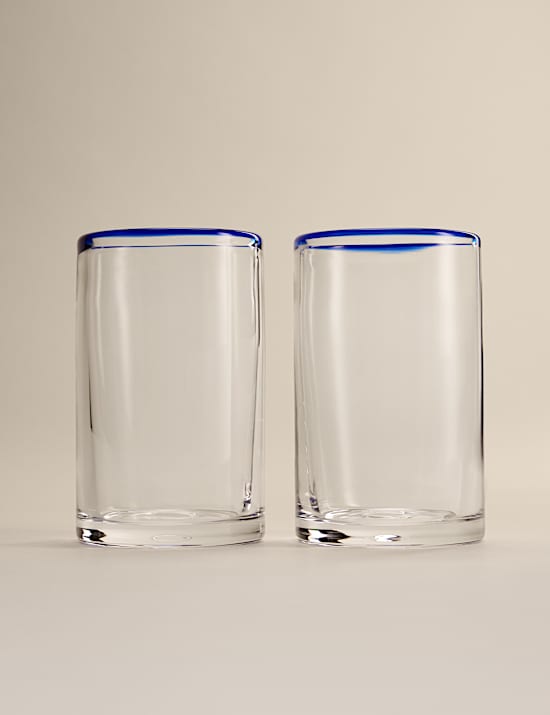 Set of 2 Contrast Rim Hi Ball Glasses