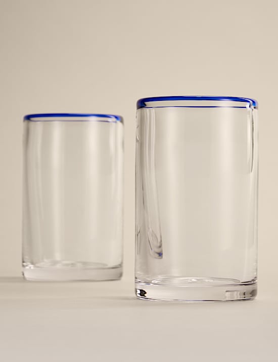 Set of 2 Contrast Rim Hi Ball Glasses