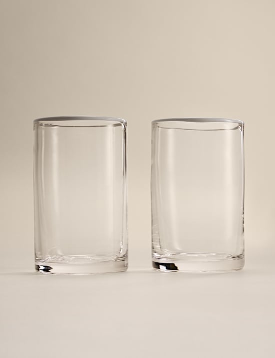 Set of 2 Contrast Rim Hi Ball Glasses