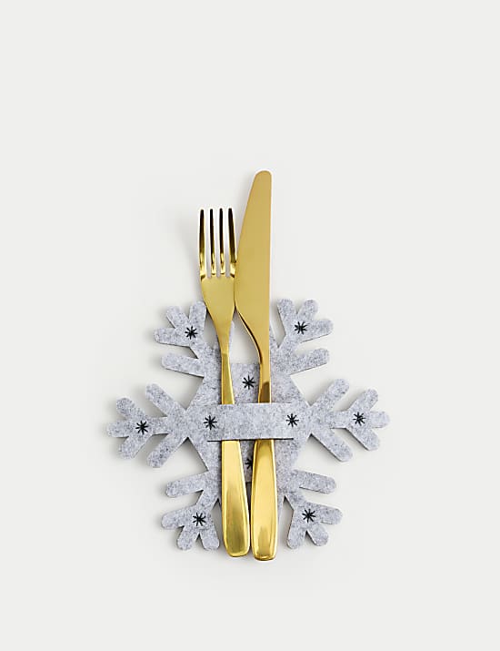 Set of 4 Snowflake Cutlery Holders