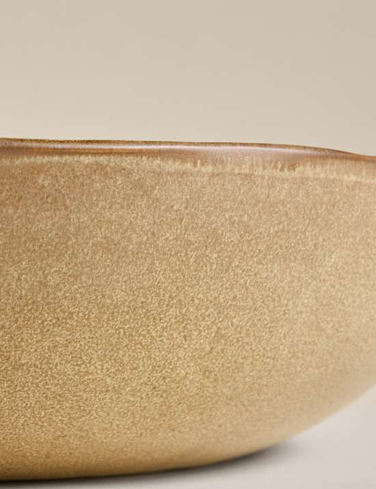 Grand saladier en gr&egrave;s &agrave; motif peint