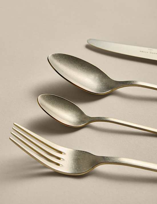 16 Piece Brushed Gold Cutlery Set