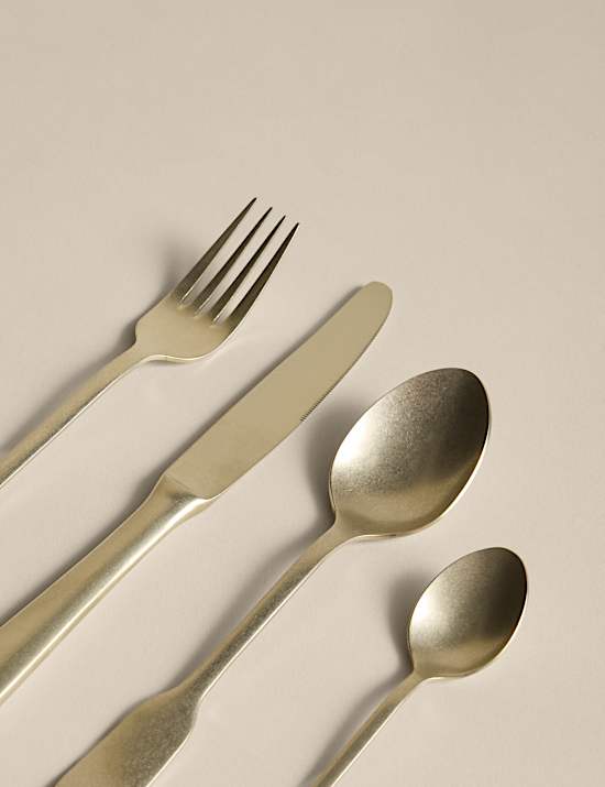 16 Piece Brushed Gold Cutlery Set