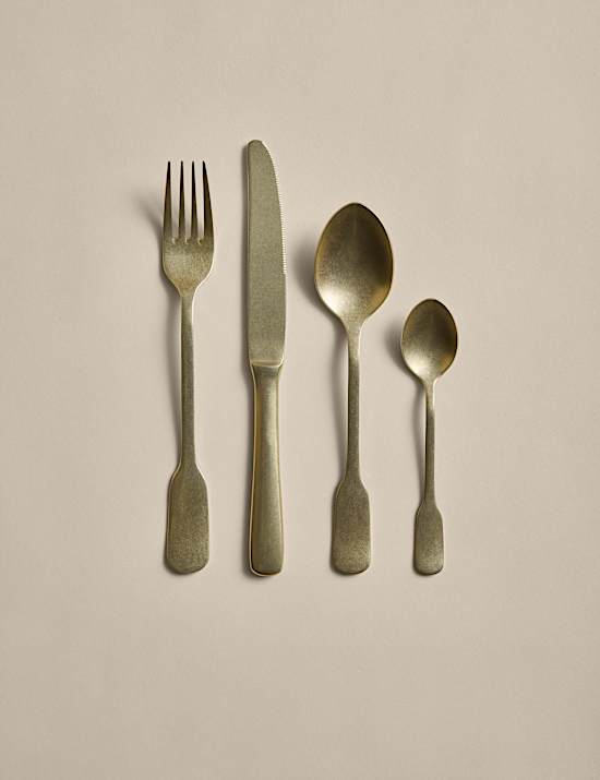 16 Piece Brushed Gold Cutlery Set