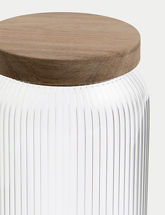 Large Ribbed Glass Storage Jar