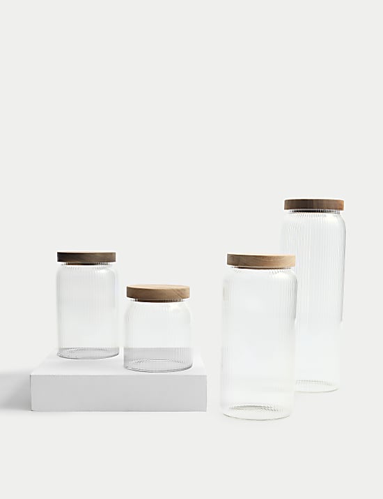 Extra Large Ribbed Glass Storage Jar