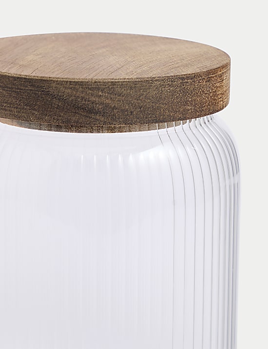 Medium Ribbed Glass Storage Jar