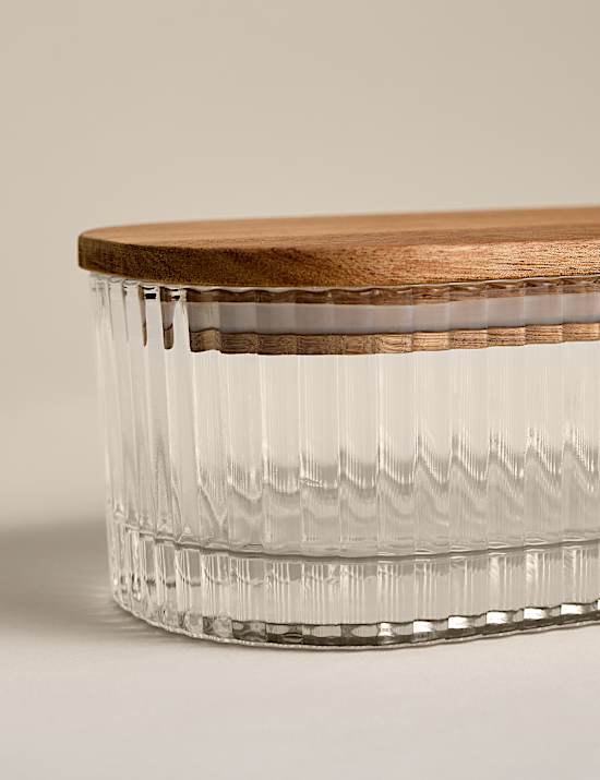 Small Ribbed Glass Container