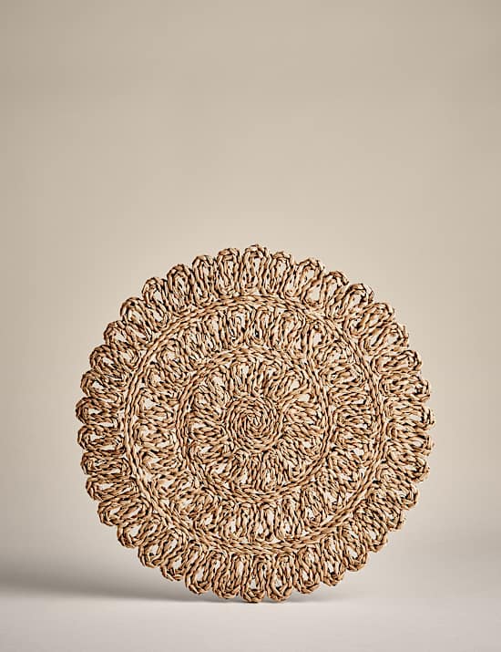 Set of 2 Floral Rattan Placemats