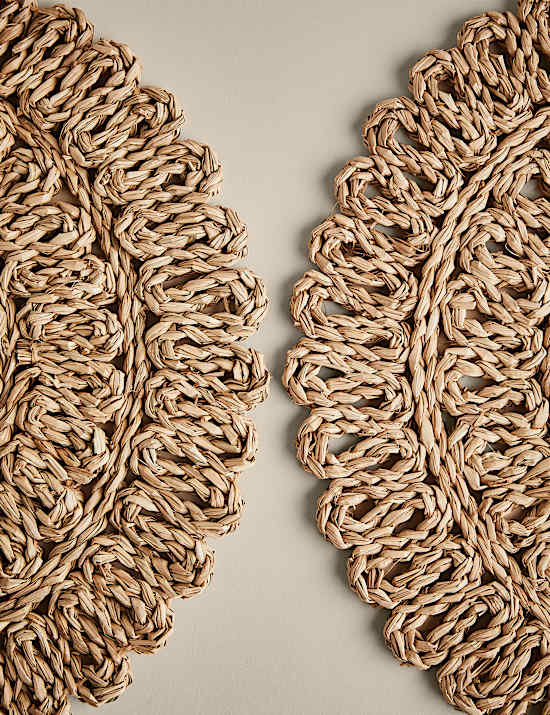 Set of 2 Floral Rattan Placemats