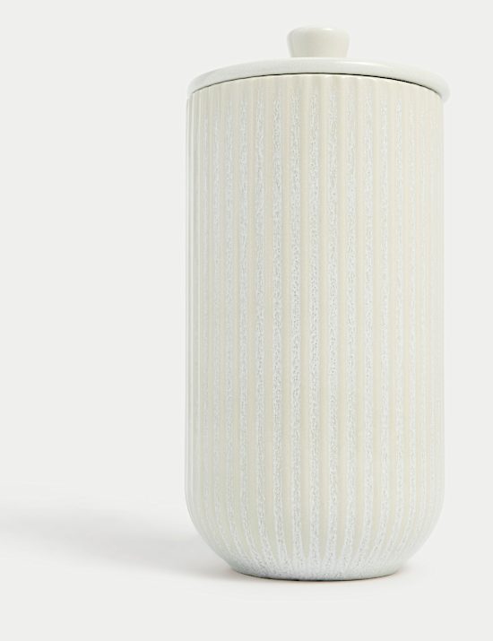 Μεγάλο βάζο αποθήκευσης με ραβδώσεις και γυαλιστερή επίστρωση