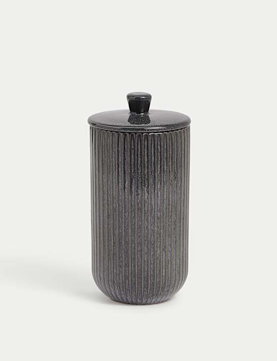 Large Ribbed Glazed Storage Jar