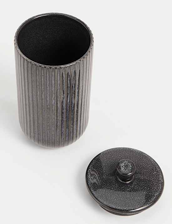 Large Ribbed Glazed Storage Jar